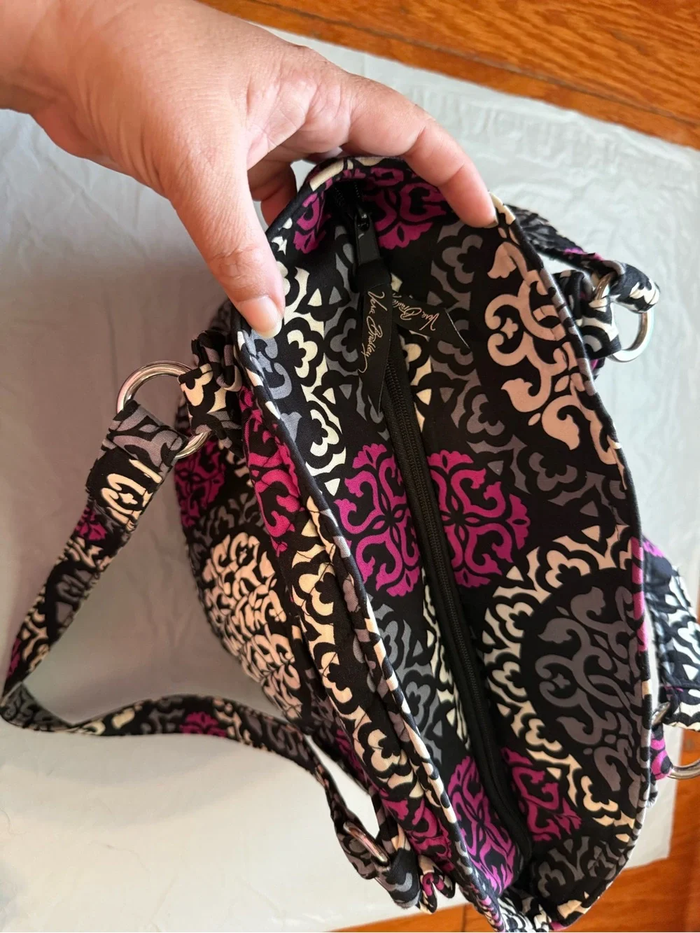 Vera Bradley Black, Canterberry Magenta Quilted Shoulder Bag